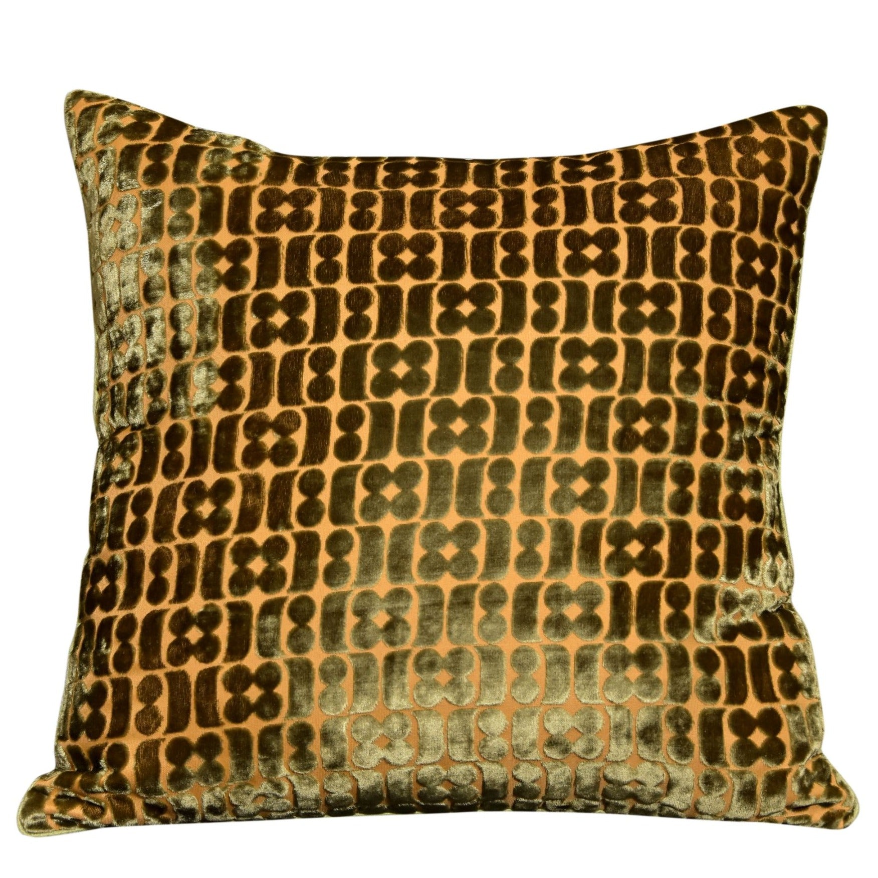 Neelofar's mehndi coloured velvet cushion cover