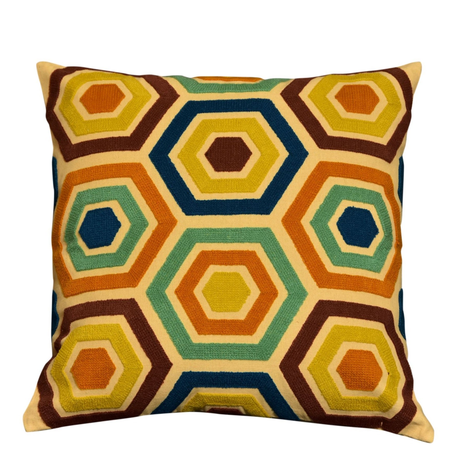 Neelofar's suzani embroidered geometric pattern cushion cover