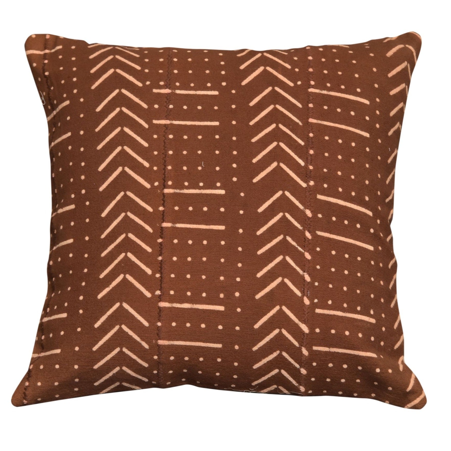 Brown Mudcloth Cushion Cover In 16 x 16 Inches by Neelofar's