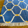 Hand Woven Rug by Neelofar's in Blue geometric pattern
